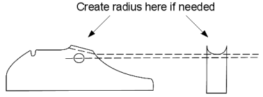 Drawing of extractor showing
					where to create radius