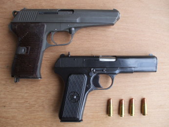 CZ-52 and TT-33 (Romanian TTC) 7.62x25mm pistols.